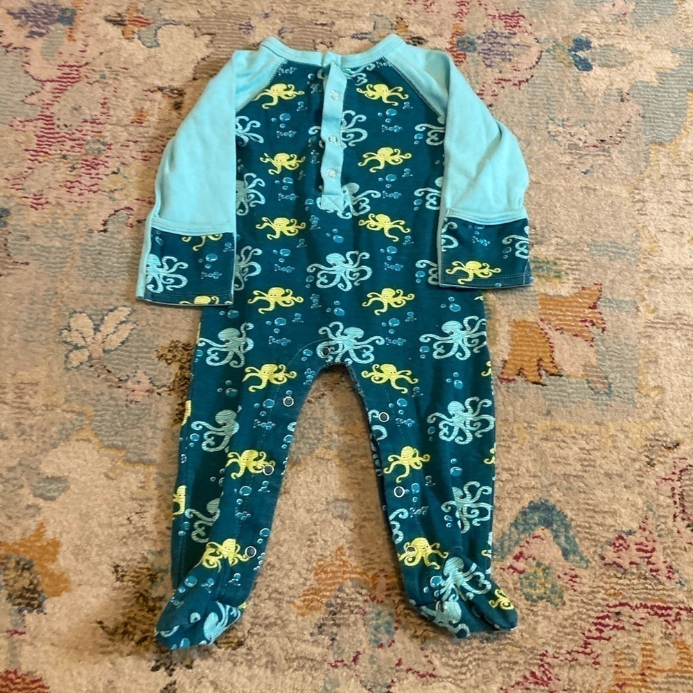 Tiptoe & Whisper Blue And Green Octopus Baby Onesie Size 3-6 Months